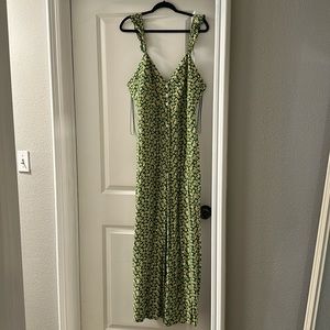 Zara Green/Yellow Floral Jumpsuit Size XL NEW